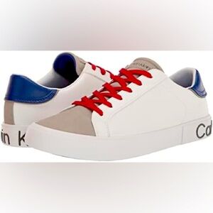 Calvin Klein Men’s White and Blue Sneakers